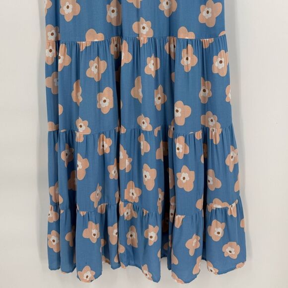 Karlie Tiered Floral Midi Dress in Blue | Small - Picture 8 of 10